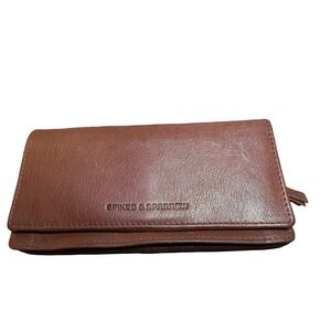 Spikes & Sparrow Genuine Leather Wallet Brown Accordion Multi Compartment